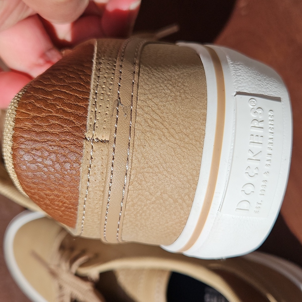 Dockers Tan Faux Leather Lace-up Sneakers Tennis Shoes 8.5 - Picture 6 of 10